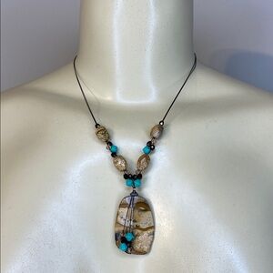 ESSENCE Made In USA Stone Pendant Necklace with Beaded Accents